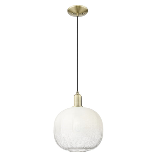 Innovations Brookhaven Sphere 10.5in 1-Light Mini Pendant | Industrial Antique Brass Steel and Opal Glass | Kitchen Island & | Model 716-1P-AB-G481-10OP