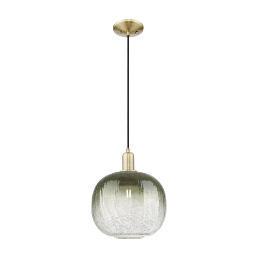 Innovations Brookhaven Sphere 10.5in 1-Light Mini Pendant | Industrial Antique Brass and Slate Glass | Kitchen Island & Dining | Model 716-1P-AB-G481-10SL