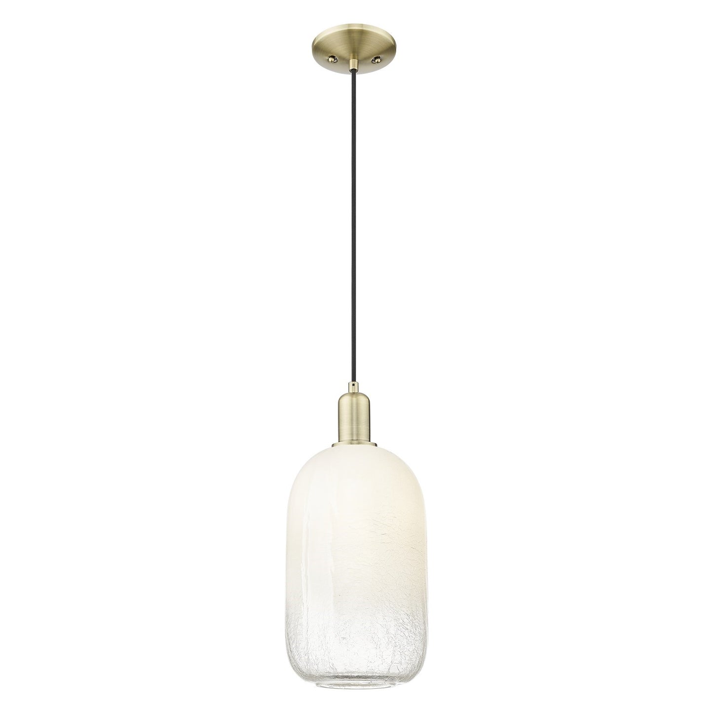 Innovations Brookhaven Cloche 7in 1-Light Mini Pendant | Industrial Antique Brass Steel and Opal Glass | Kitchen Island & | Model 716-1P-AB-G482-7OP