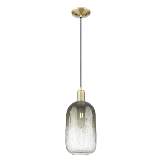 Innovations Brookhaven Cloche 7in 1-Light Mini Pendant | Industrial Antique Brass Steel and Slate Glass | Kitchen Island & | Model 716-1P-AB-G482-7SL