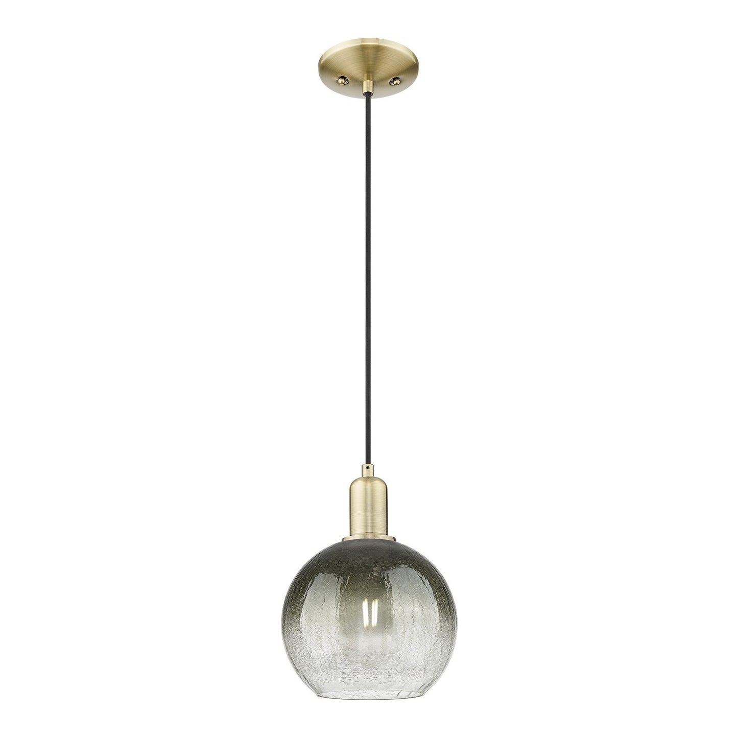 Innovations Brookhaven Globe 7.88in 1-Light Mini Pendant | Industrial Antique Brass and Slate Glass | Kitchen Island & Dining | Model 716-1P-AB-G483-8SL