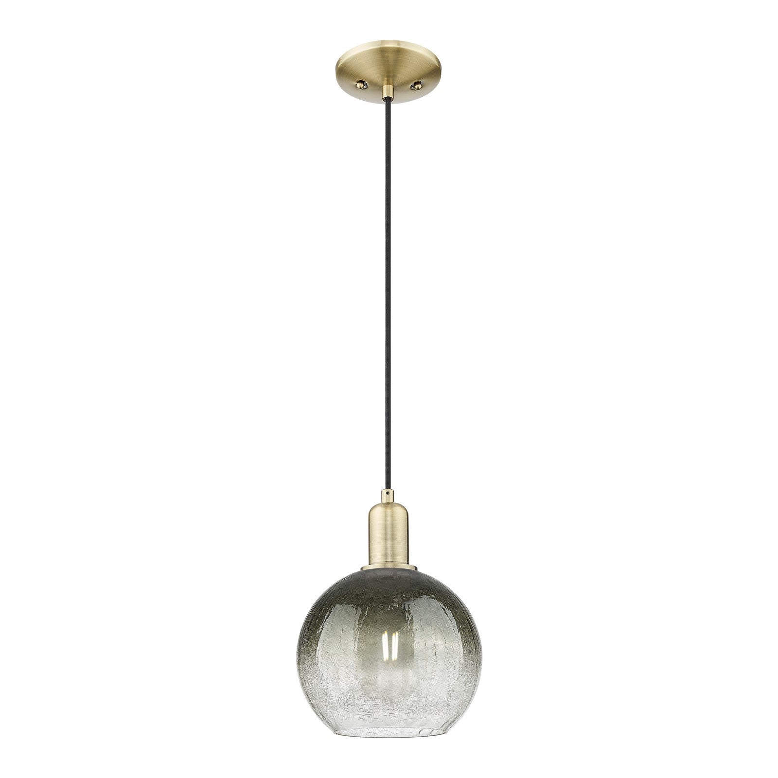 Innovations Brookhaven Globe 7.88in 1-Light Mini Pendant | Industrial Antique Brass and Slate Glass | Kitchen Island & Dining | Model 716-1P-AB-G483-8SL