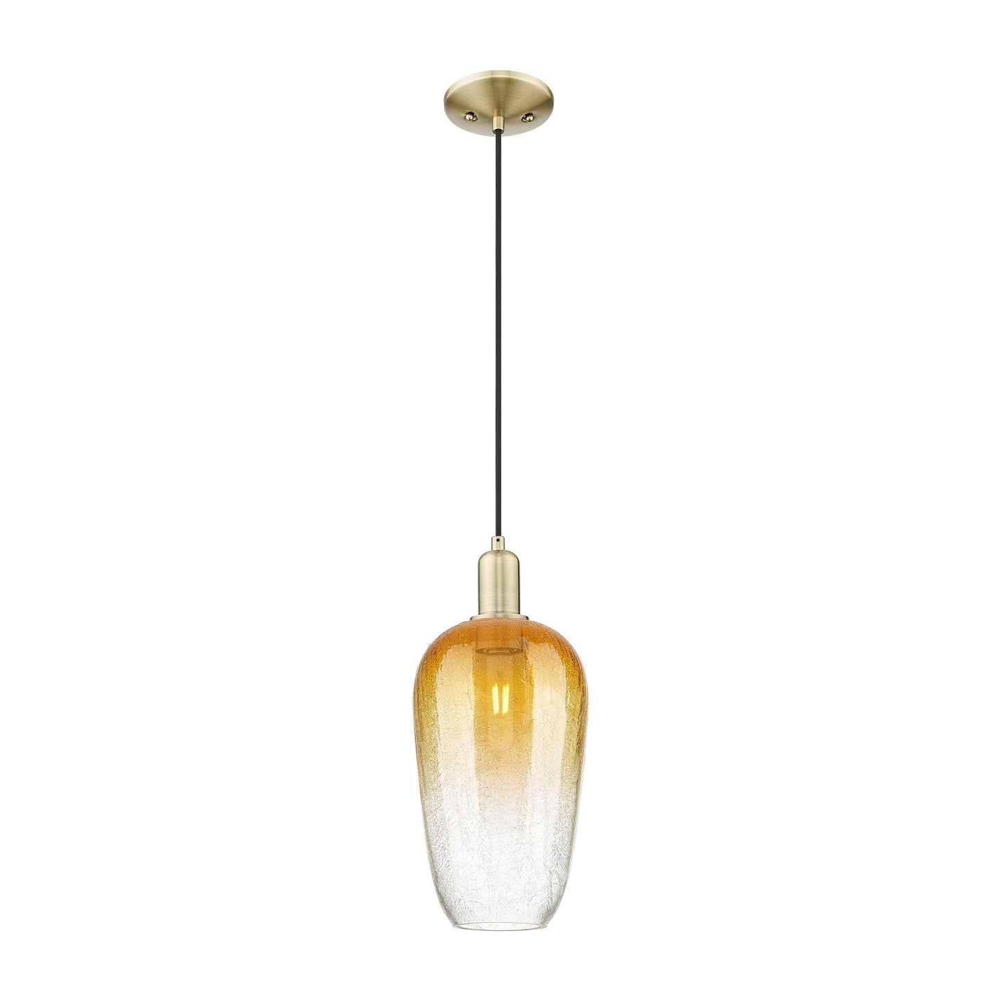 Innovations Brookhaven Flute 7in 1-Light Mini Pendant | Industrial Antique Brass and Amber Glass | Kitchen Island & Dining Room | Model 716-1P-AB-G484-7AM