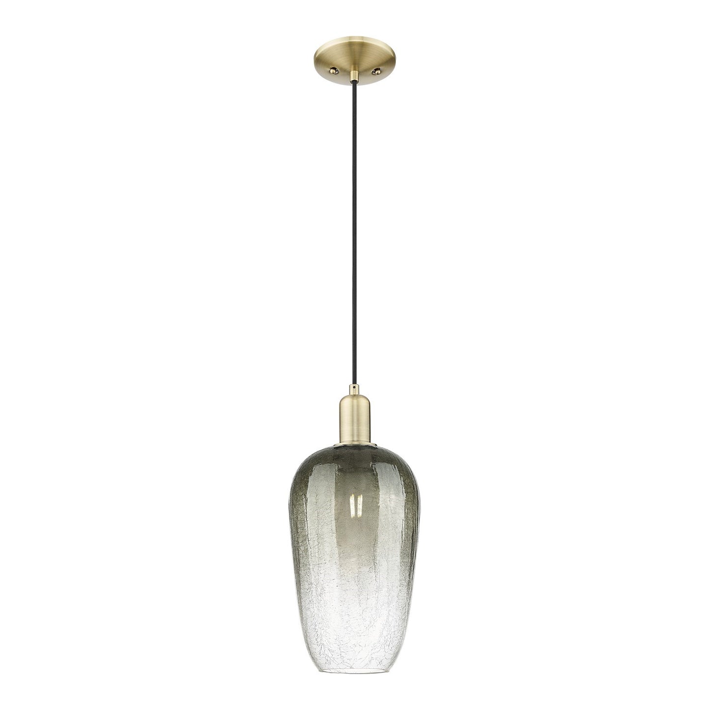 Innovations Brookhaven Flute 7in 1-Light Mini Pendant | Industrial Antique Brass Steel and Slate Glass | Kitchen Island & | Model 716-1P-AB-G484-7SL