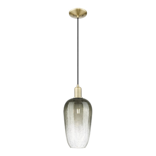 Innovations Brookhaven Flute 7in 1-Light Mini Pendant | Industrial Antique Brass Steel and Slate Glass | Kitchen Island & | Model 716-1P-AB-G484-7SL