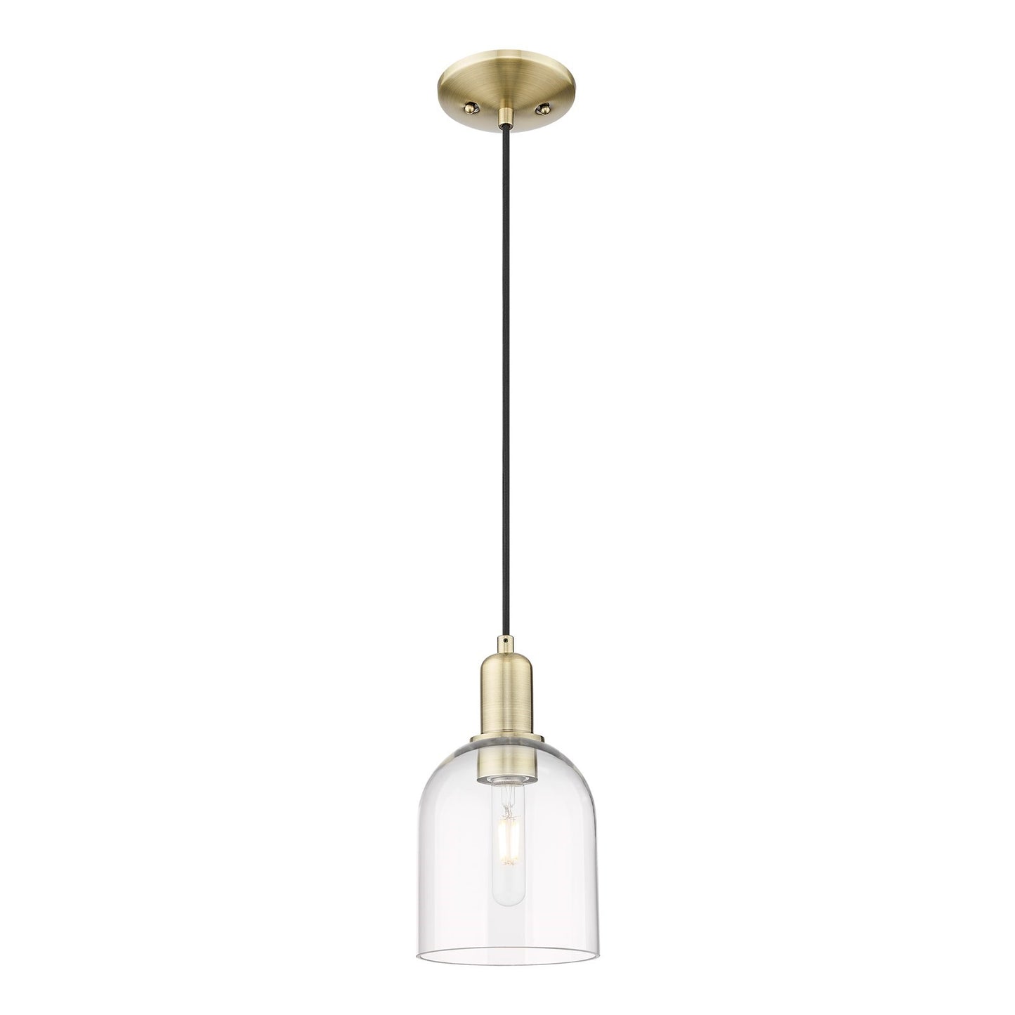 Innovations Bella 6in 1-Light Mini Pendant | Industrial Antique Brass Steel and Clear Glass | Kitchen Island & Dining Room | Model 716-1P-AB-G558-6CL