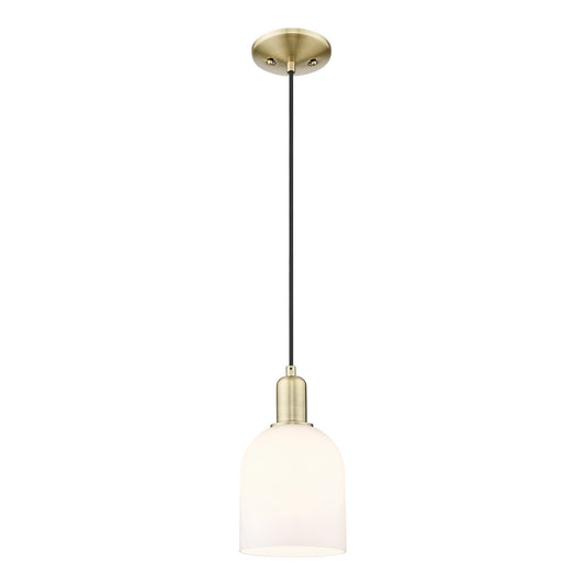 Innovations Bella 6in 1-Light Mini Pendant | Industrial Antique Brass and White Glass | Kitchen Island & Dining Room | 5.5 x | Model 716-1P-AB-G558-6GWH
