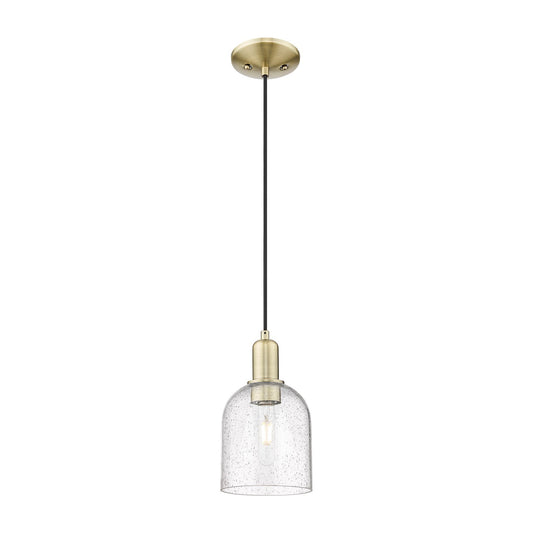 Innovations Bella 6in 1-Light Mini Pendant | Industrial Antique Brass Steel and Seedy Glass | Kitchen Island & Dining Room | Model 716-1P-AB-G558-6SDY