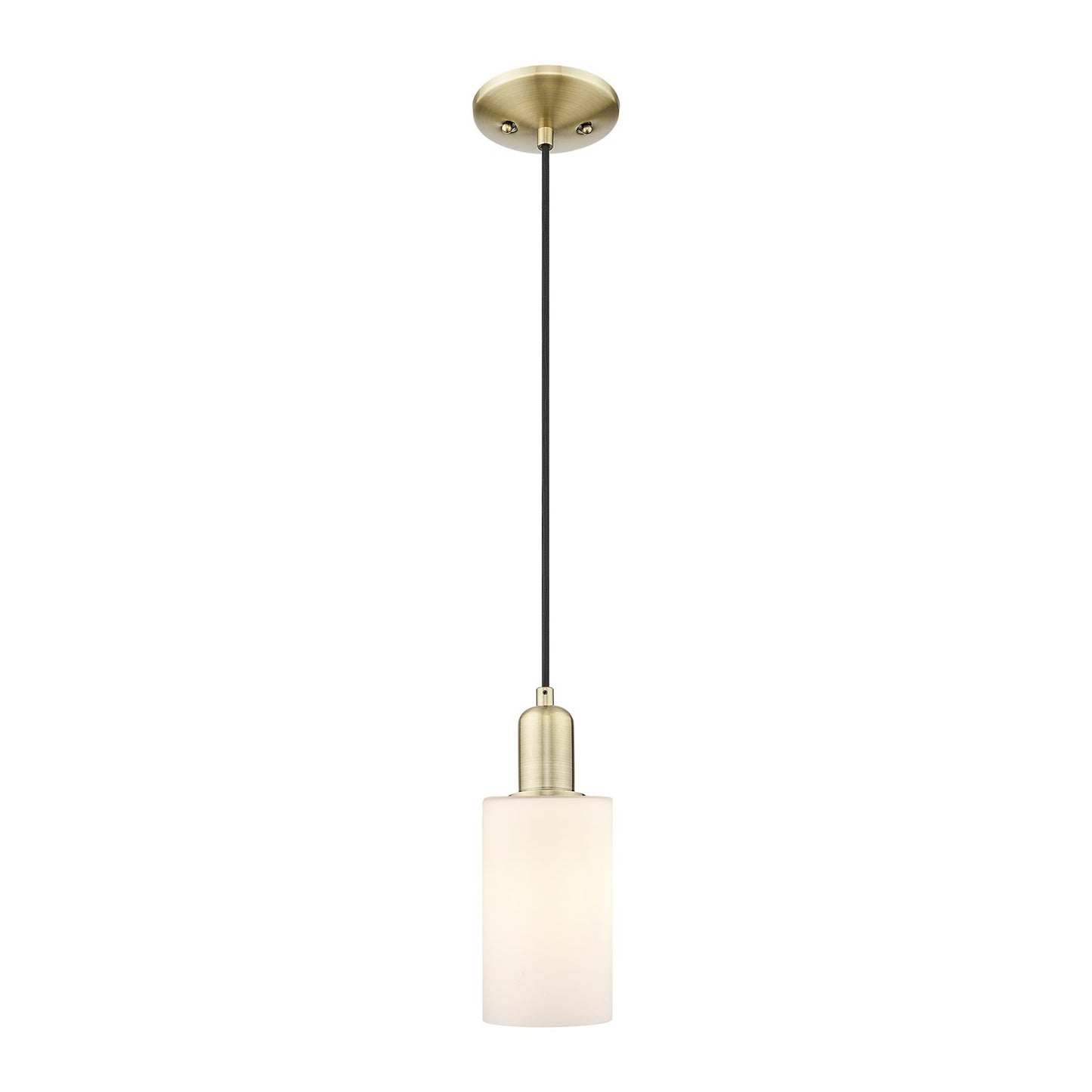 Innovations Clymer 4in 1-Light Mini Pendant | Industrial Antique Brass Steel and Matte White Glass | Kitchen Island & Dining Room | Model 716-1P-AB-G801