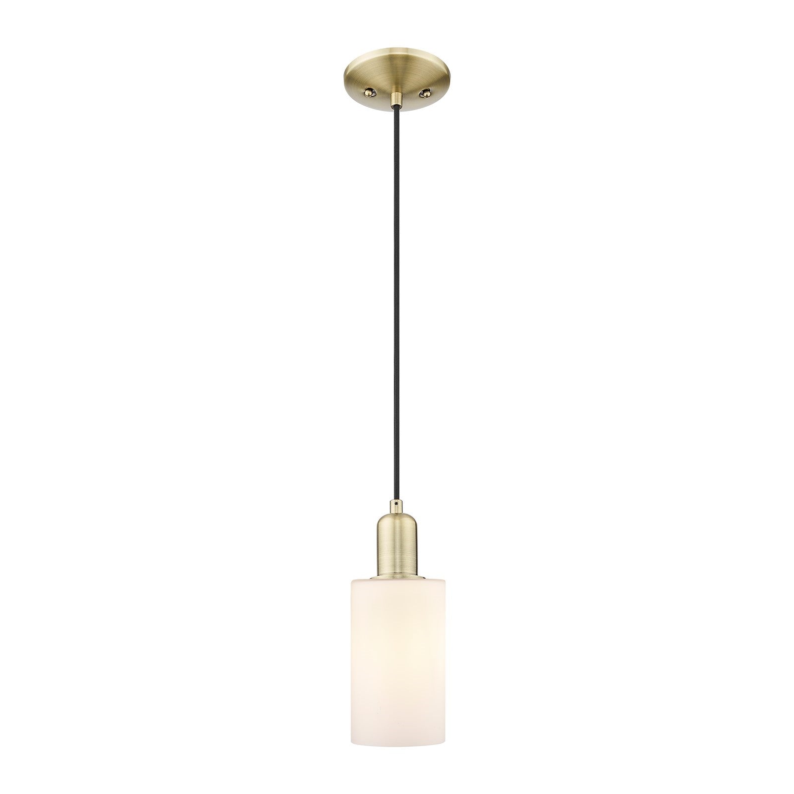 Innovations Clymer 4in 1-Light Mini Pendant | Industrial Antique Brass Steel and Matte White Glass | Kitchen Island & Dining Room | Model 716-1P-AB-G801