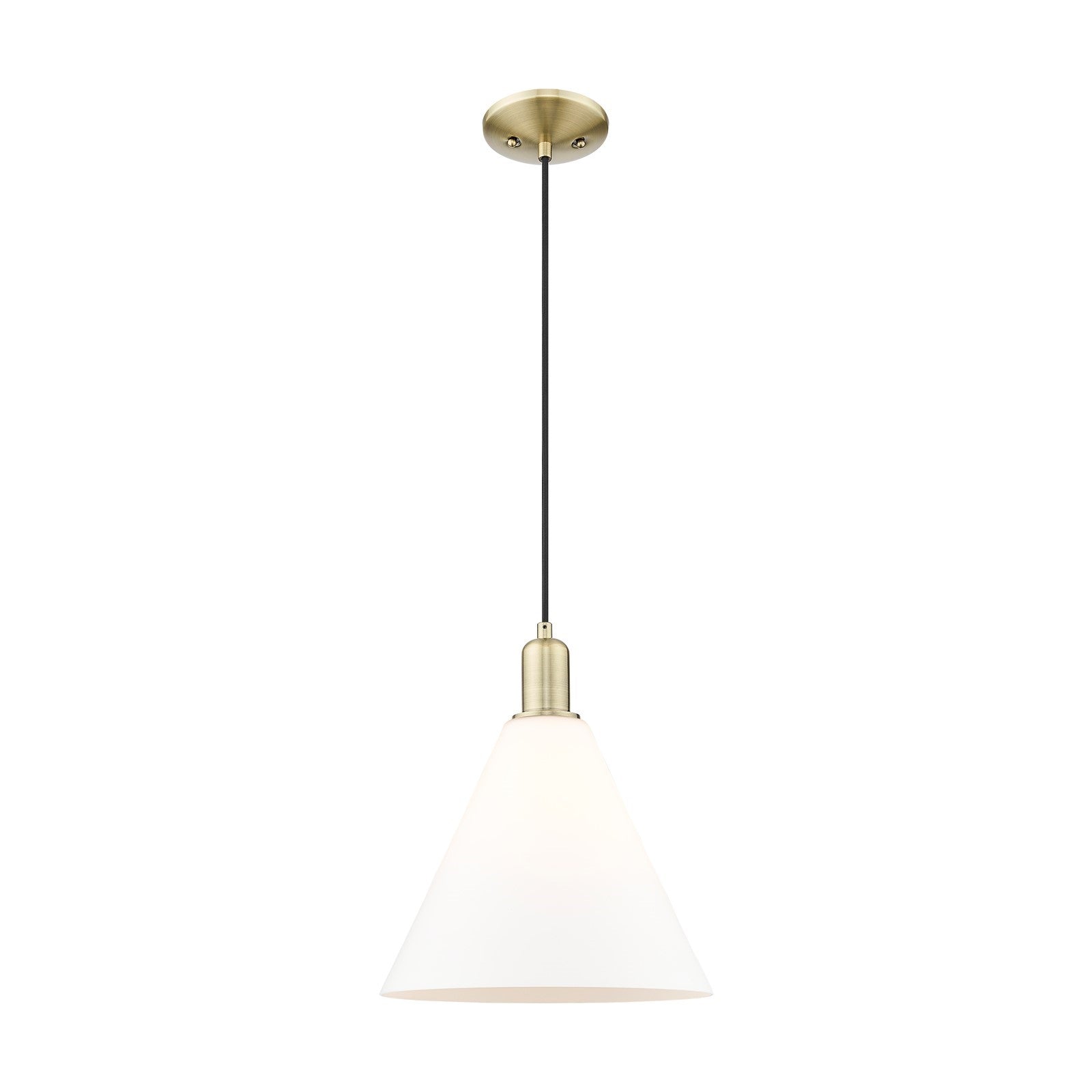 Innovations Berkshire Glass 12in 1-Light Mini Pendant | Industrial Antique Brass Steel and Matte White Glass | Kitchen Island & | Model 716-1P-AB-GBC-121