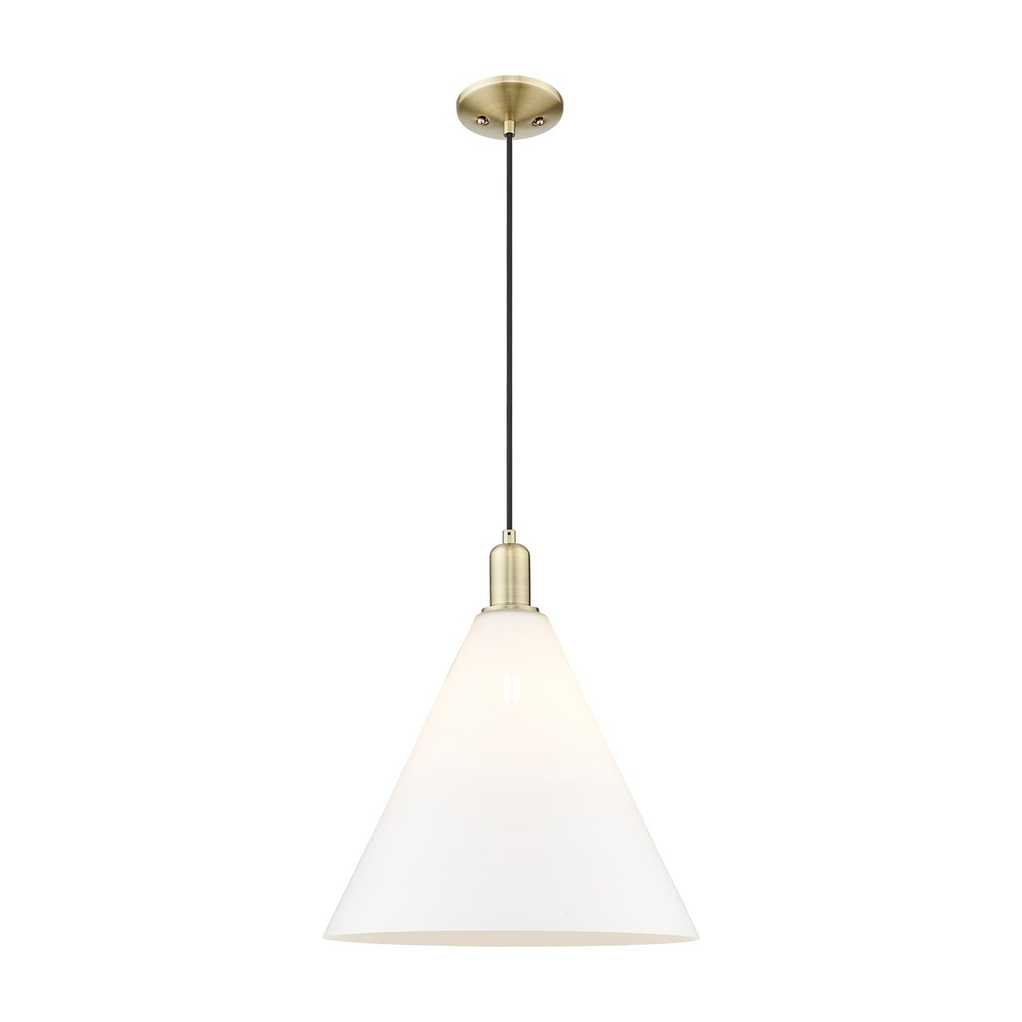 Innovations Berkshire Glass 16in 1-Light Mini Pendant | Industrial Antique Brass Steel and Matte White Glass | Kitchen Island & | Model 716-1P-AB-GBC-161