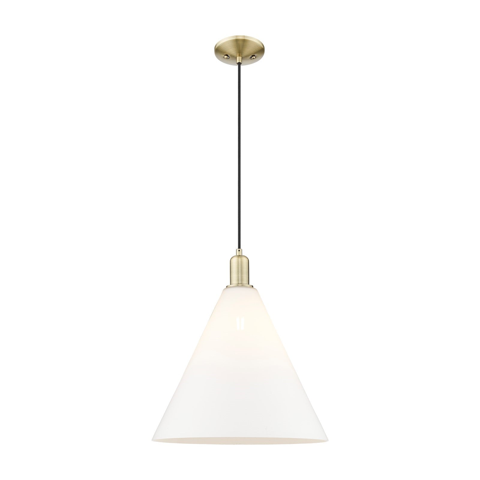 Innovations Berkshire Glass 16in 1-Light Mini Pendant | Industrial Antique Brass Steel and Matte White Glass | Kitchen Island & | Model 716-1P-AB-GBC-161