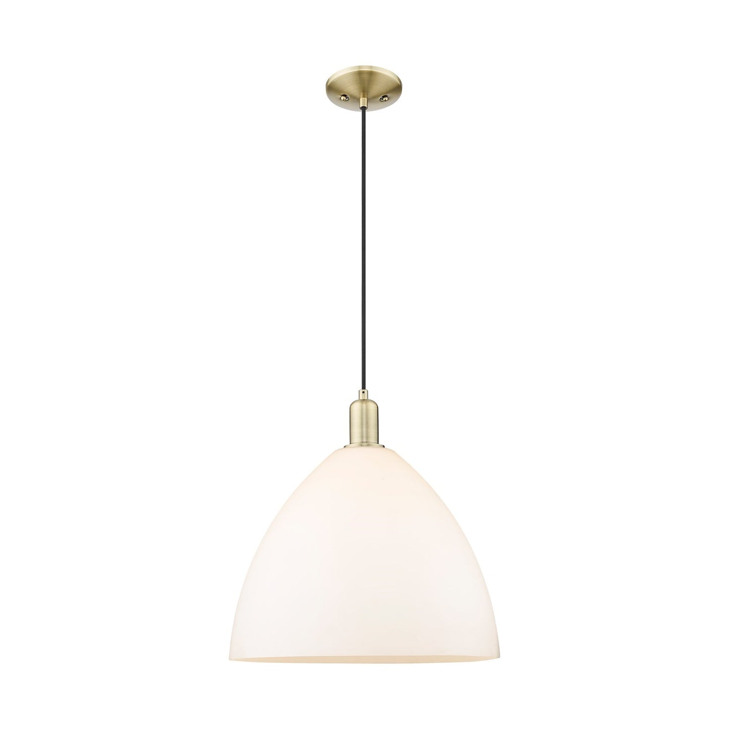 Innovations Bristol 16in 1-Light Mini Pendant | Industrial Antique Brass and Matte White Glass | Kitchen Island & Dining Room | Model 716-1P-AB-GBD-161