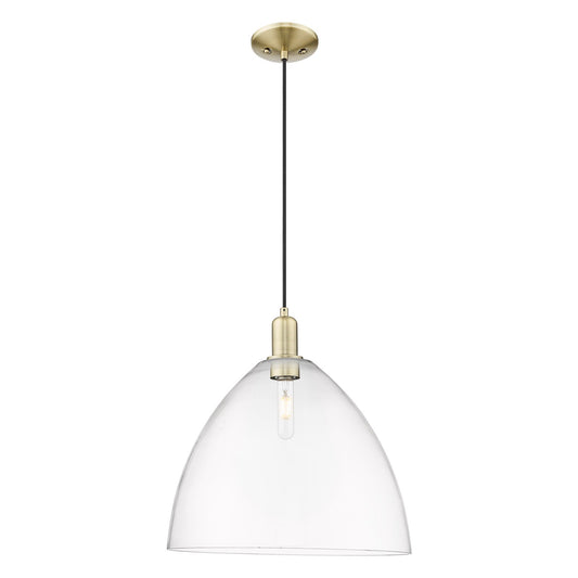 Innovations Bristol 16in 1-Light Mini Pendant | Industrial Antique Brass and Clear Glass | Kitchen Island & Dining Room | 16 x | Model 716-1P-AB-GBD-162