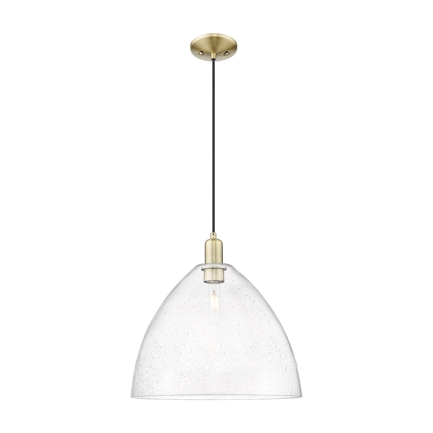 Innovations Bristol 16in 1-Light Mini Pendant | Industrial Antique Brass Steel and Seedy Glass | Kitchen Island & Dining Room | Model 716-1P-AB-GBD-164