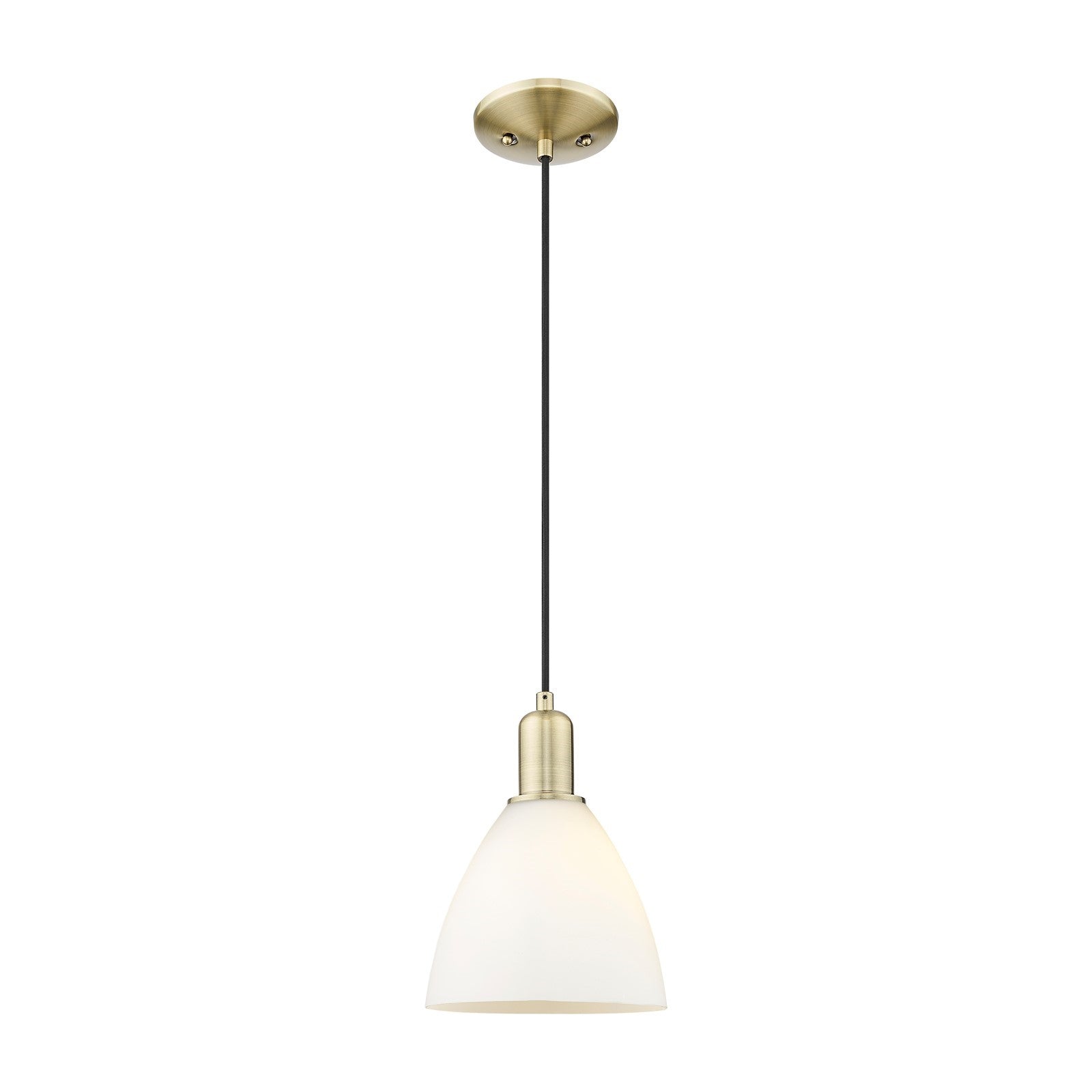 Innovations Bristol 8in 1-Light Mini Pendant | Industrial Antique Brass and Matte White Glass | Kitchen Island | 7.5 x 7.5 x | Model 716-1P-AB-GBD-751