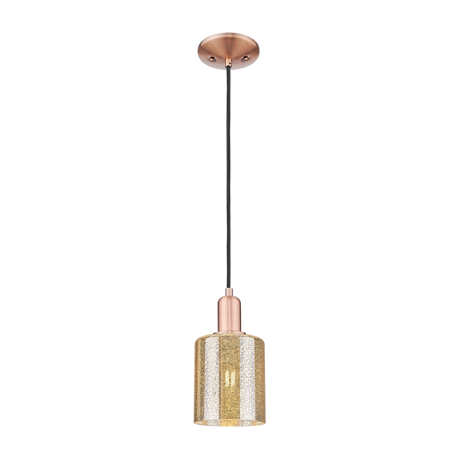 Innovations Cobbleskill 5in 1-Light Mini Pendant | Industrial Antique Copper and Mercury Glass | Kitchen Island & Dining Room | 5 x | Model 716-1P-AC-G116