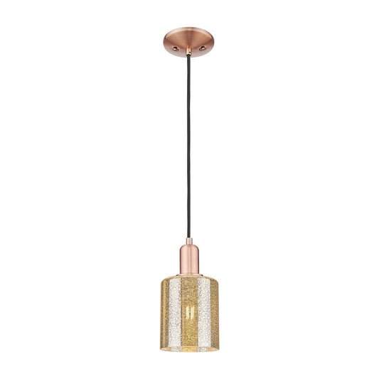 Innovations Cobbleskill 5in 1-Light Mini Pendant | Industrial Antique Copper and Mercury Glass | Kitchen Island & Dining Room | 5 x | Model 716-1P-AC-G116