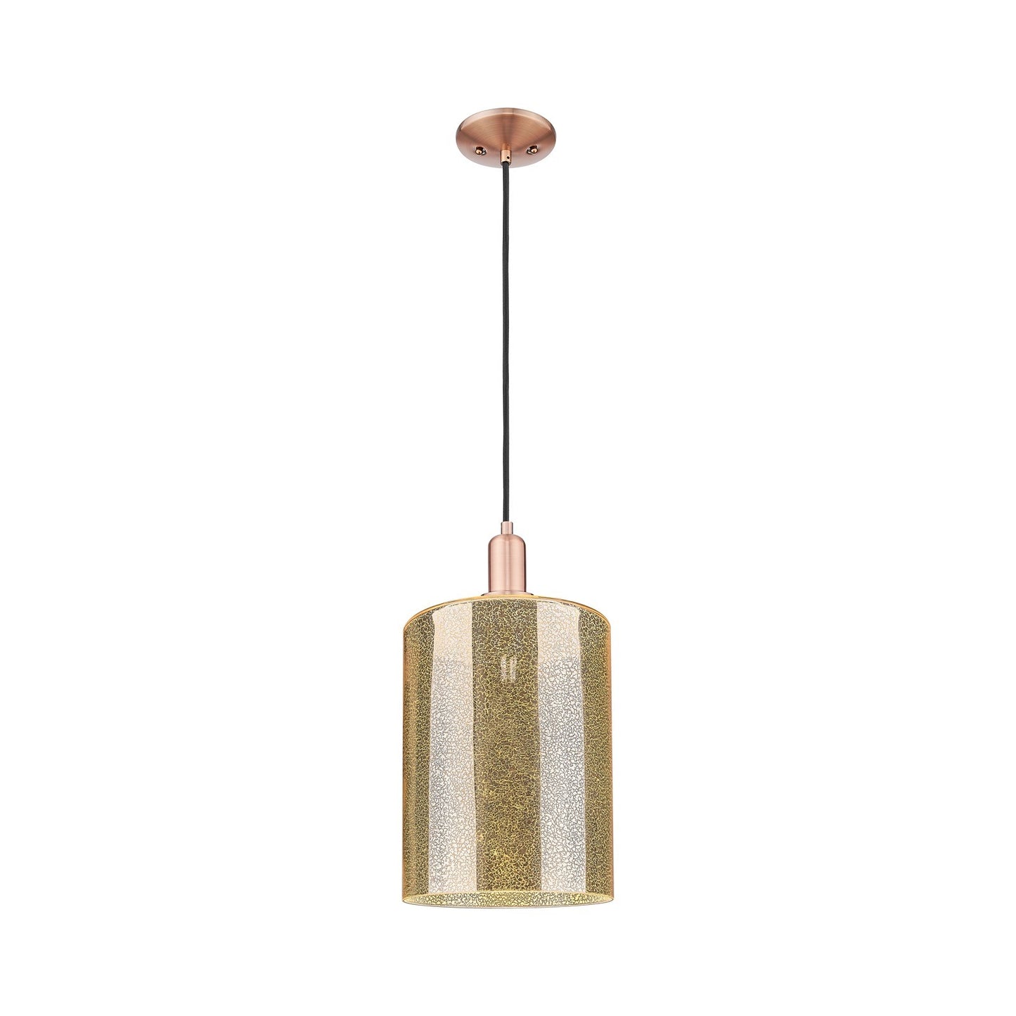 Innovations Cobbleskill 9in 1-Light Mini Pendant | Industrial Antique Copper Steel and Mercury Glass | Kitchen Island & Dining | Model 716-1P-AC-G116-L