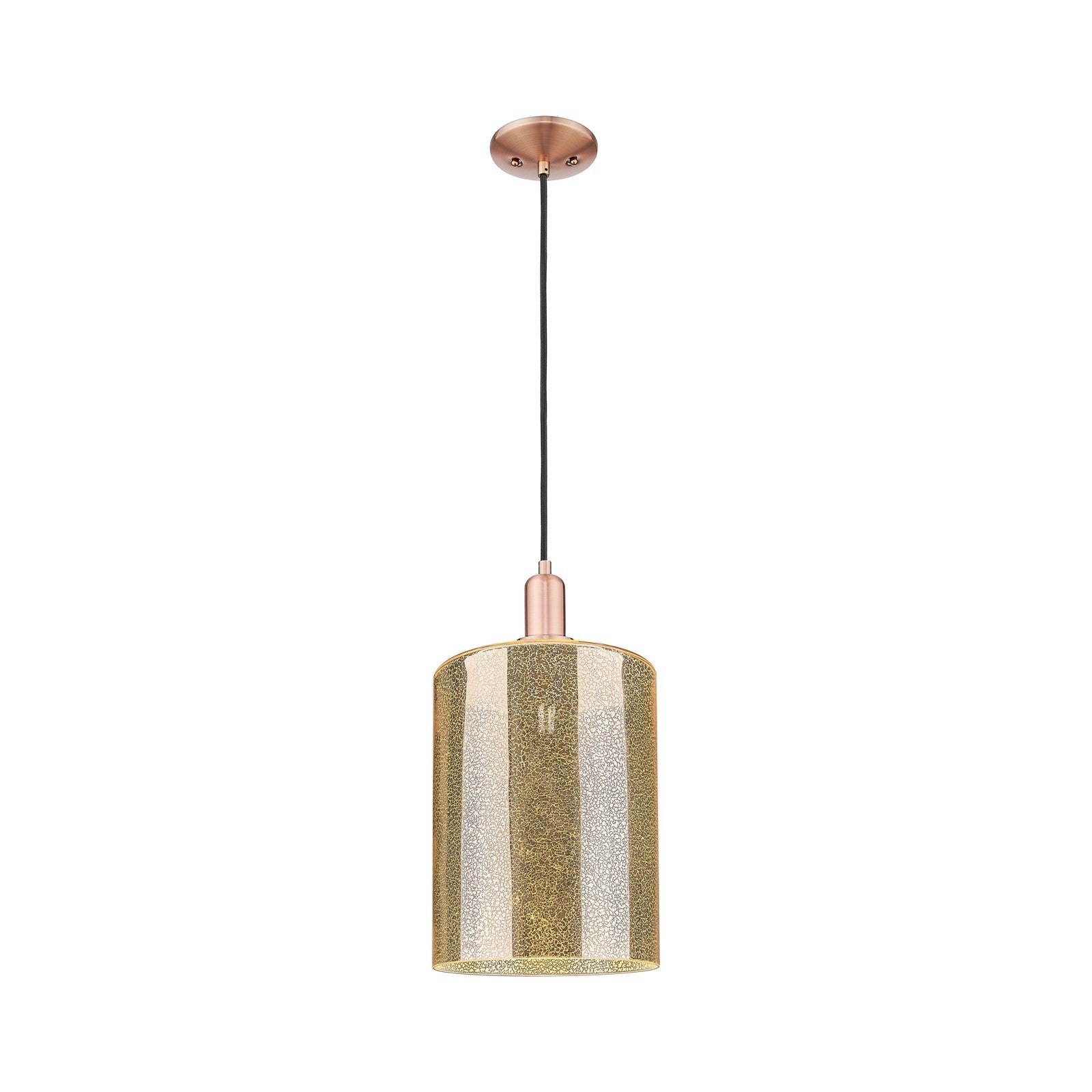 Innovations Cobbleskill 9in 1-Light Mini Pendant | Industrial Antique Copper Steel and Mercury Glass | Kitchen Island & Dining | Model 716-1P-AC-G116-L