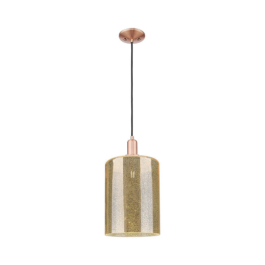 Innovations Cobbleskill 9in 1-Light Mini Pendant | Industrial Antique Copper Steel and Mercury Glass | Kitchen Island & Dining | Model 716-1P-AC-G116-L