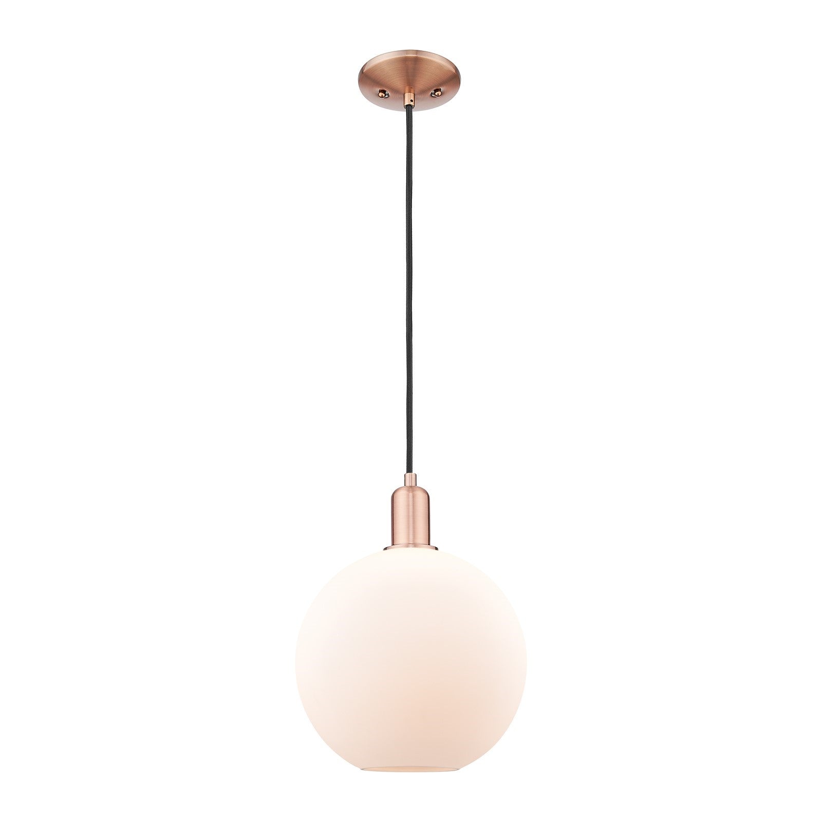 Innovations Athens 10in 1-Light Mini Pendant | Industrial Antique Copper Steel and Matte White Glass | Kitchen Island & Dining | Model 716-1P-AC-G121-10
