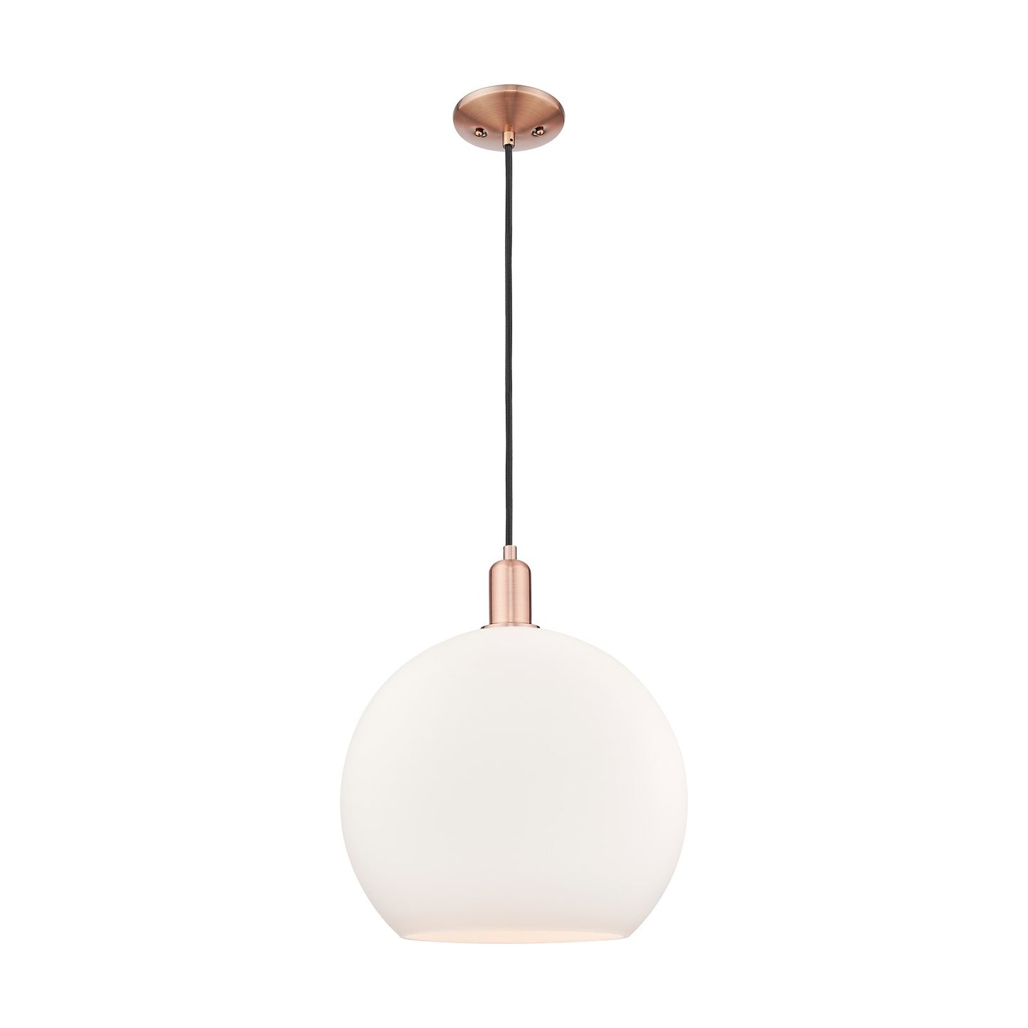 Innovations Athens 14in 1-Light Mini Pendant | Industrial Antique Copper and Matte White Glass | Kitchen Island & Dining Room | Model 716-1P-AC-G121-14