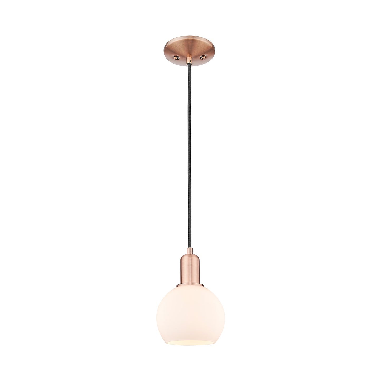 Innovations Athens 6in 1-Light Mini Pendant | Industrial Antique Copper Steel and Matte White Glass | Kitchen Island & Dining | Model 716-1P-AC-G121-6