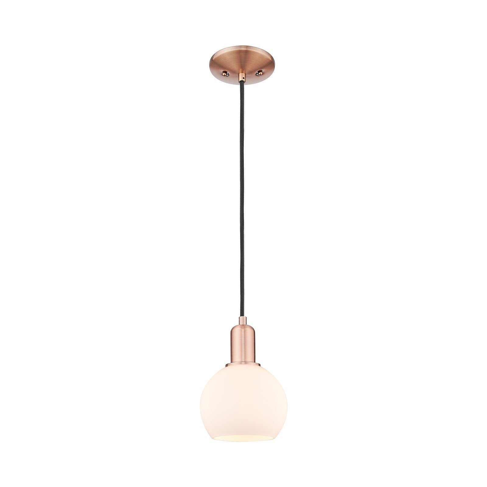 Innovations Athens 6in 1-Light Mini Pendant | Industrial Antique Copper Steel and Matte White Glass | Kitchen Island & Dining | Model 716-1P-AC-G121-6