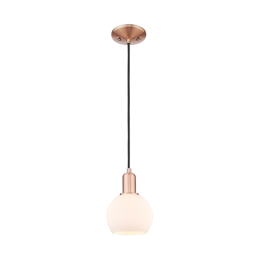 Innovations Athens 6in 1-Light Mini Pendant | Industrial Antique Copper Steel and Matte White Glass | Kitchen Island & Dining | Model 716-1P-AC-G121-6