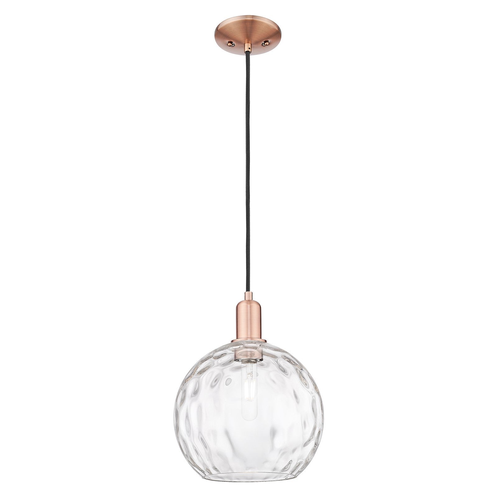 Innovations Athens Water Glass 10in 1-Light Mini Pendant | Industrial Antique Copper and Clear Glass | Kitchen Island & Dining | Model 716-1P-AC-G1215-10