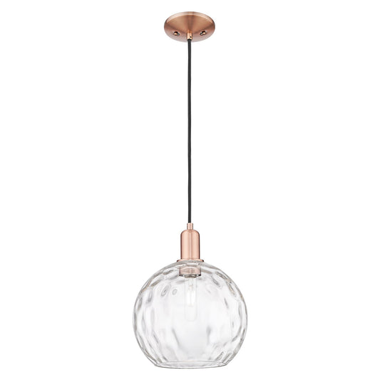Innovations Athens Water Glass 10in 1-Light Mini Pendant | Industrial Antique Copper and Clear Glass | Kitchen Island & Dining | Model 716-1P-AC-G1215-10