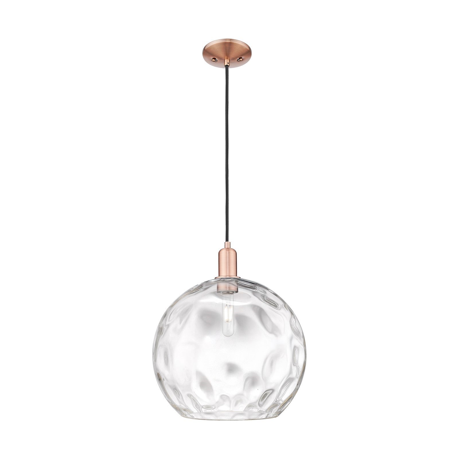 Innovations Athens Water Glass 13in 1-Light Mini Pendant | Industrial Antique Copper and Clear Glass | Kitchen Island | 13 x 13 | Model 716-1P-AC-G1215-14