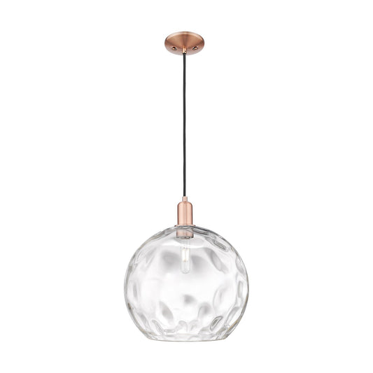 Innovations Athens Water Glass 13in 1-Light Mini Pendant | Industrial Antique Copper and Clear Glass | Kitchen Island | 13 x 13 | Model 716-1P-AC-G1215-14