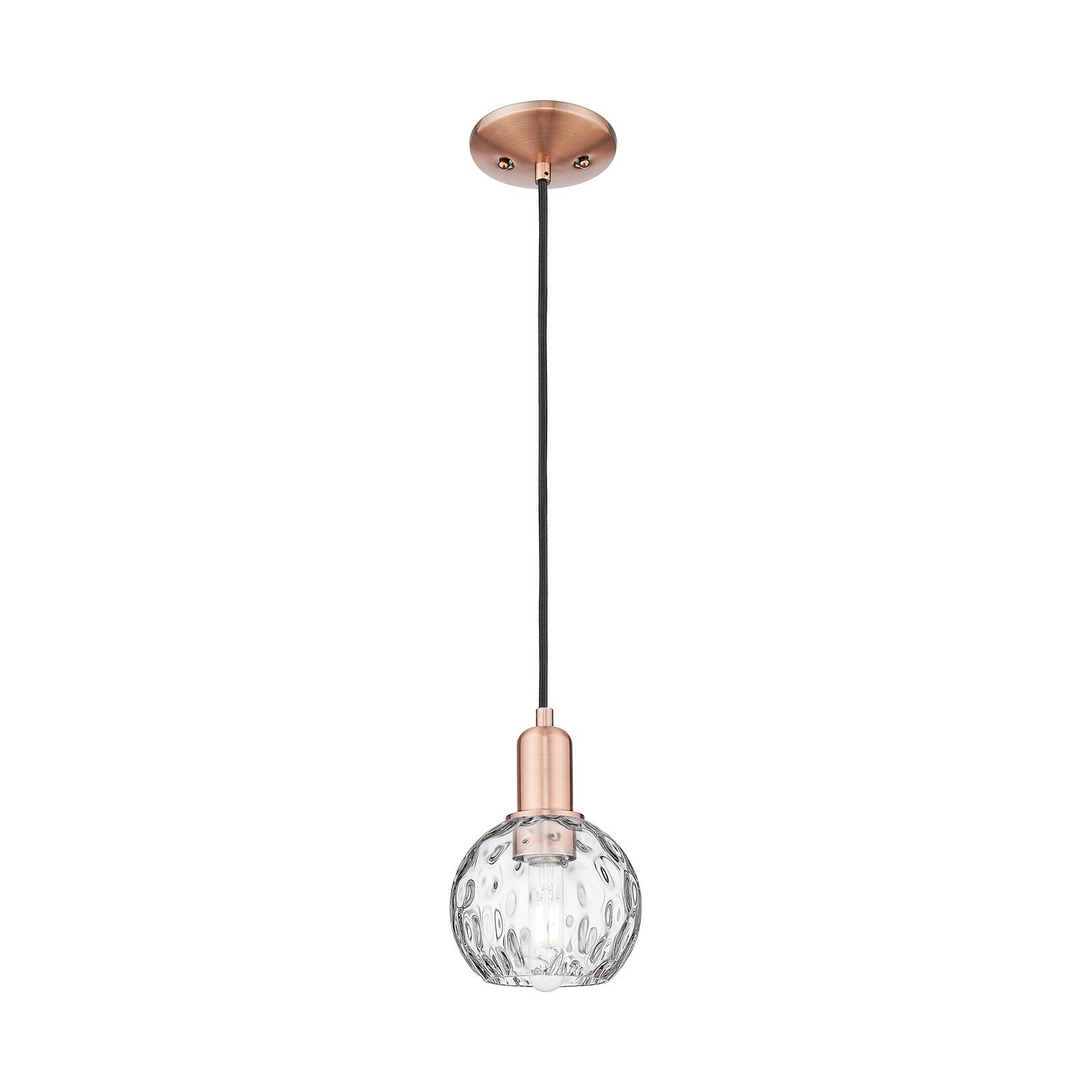 Innovations Athens Water Glass 6in 1-Light Mini Pendant | Industrial Antique Copper Steel and Clear Water Glass | Kitchen Island | Model 716-1P-AC-G1215-6