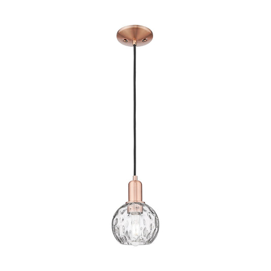 Innovations Athens Water Glass 6in 1-Light Mini Pendant | Industrial Antique Copper Steel and Clear Water Glass | Kitchen Island | Model 716-1P-AC-G1215-6