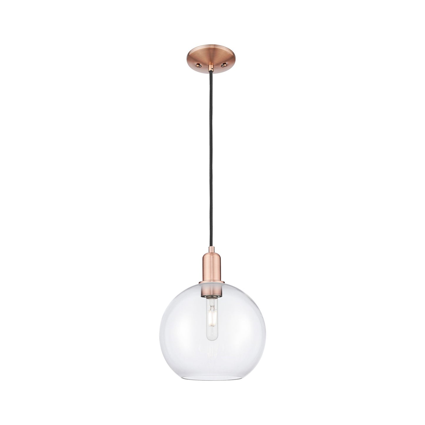 Innovations Athens 10in 1-Light Mini Pendant | Industrial Antique Copper Steel and Clear Glass | Kitchen Island & Dining Room | Model 716-1P-AC-G122-10