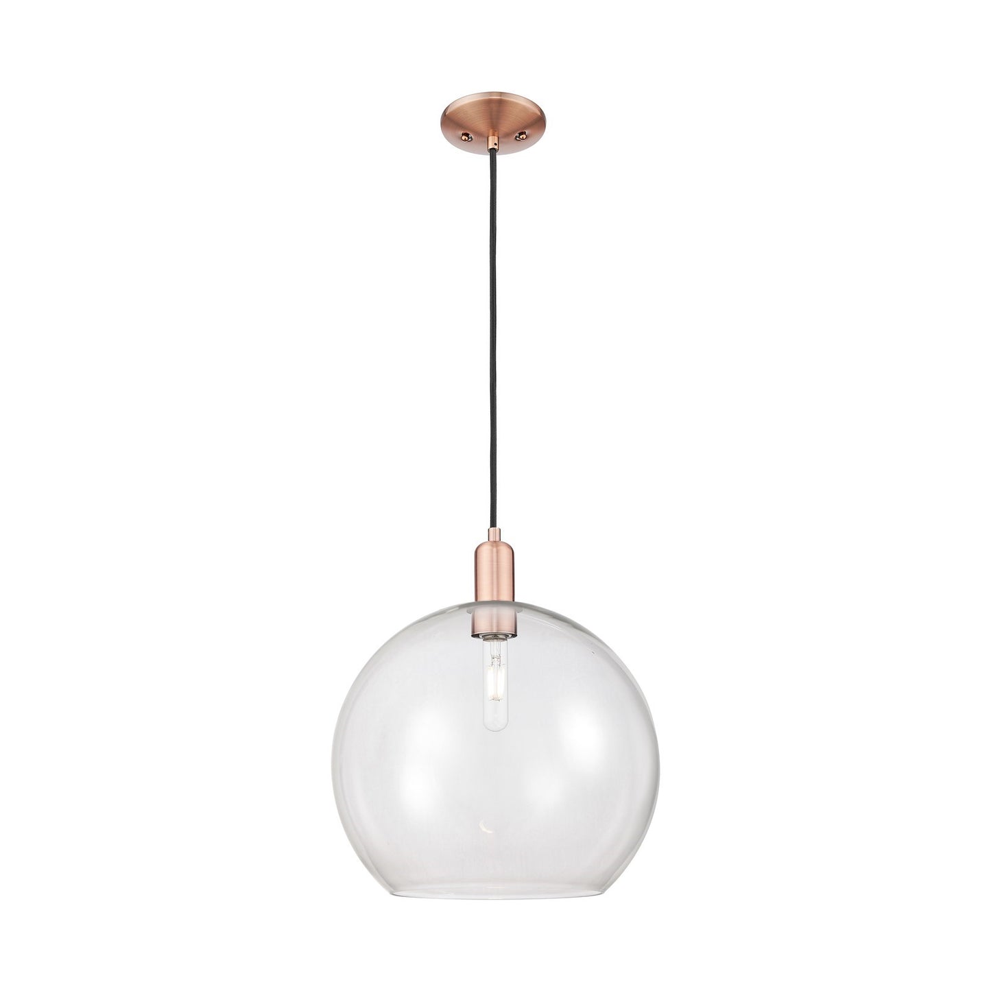 Innovations Athens 14in 1-Light Mini Pendant | Industrial Antique Copper Steel and Clear Glass | Kitchen Island & Dining Room | Model 716-1P-AC-G122-14