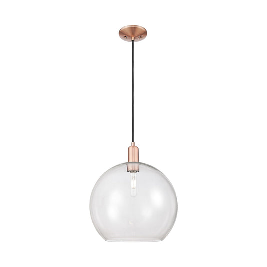 Innovations Athens 14in 1-Light Mini Pendant | Industrial Antique Copper Steel and Clear Glass | Kitchen Island & Dining Room | Model 716-1P-AC-G122-14