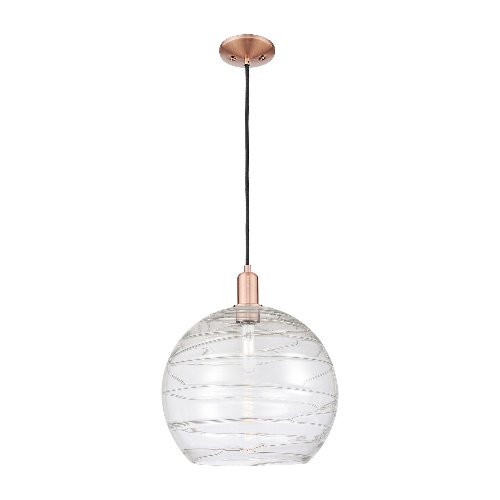 Innovations Athens 14in 1-Light Mini Pendant | Industrial Antique Copper Steel and Seedy Glass | Kitchen Island & Dining Room | Model 716-1P-AC-G124-14
