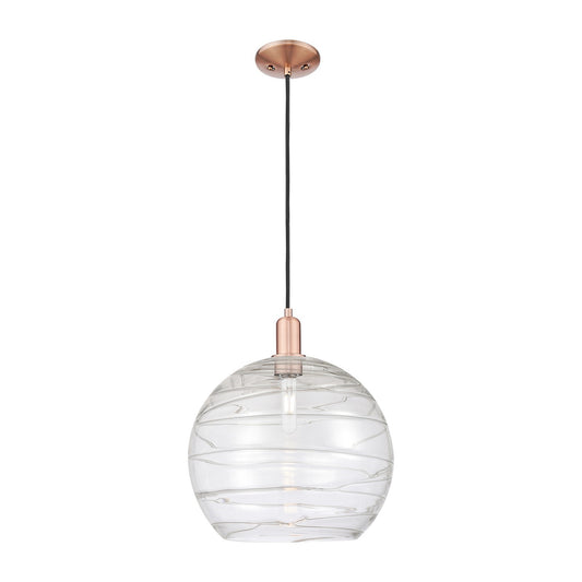 Innovations Athens 14in 1-Light Mini Pendant | Industrial Antique Copper Steel and Seedy Glass | Kitchen Island & Dining Room | Model 716-1P-AC-G124-14