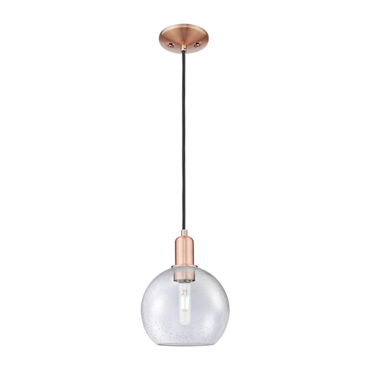 Innovations Athens 8in 1-Light Mini Pendant | Industrial Antique Copper and Seedy Glass | Kitchen Island & Dining Room | 8 x 8 x | Model 716-1P-AC-G124-8