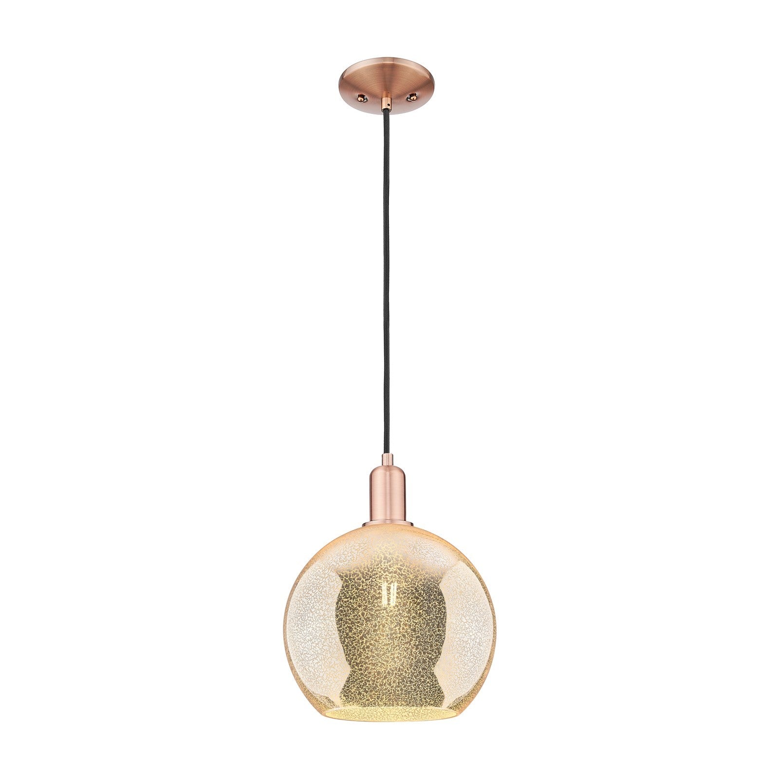 Innovations Athens 10in 1-Light Mini Pendant | Industrial Antique Copper Steel and Mercury Glass | Kitchen Island & Dining Room | Model 716-1P-AC-G128-10