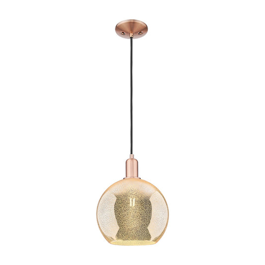 Innovations Athens 10in 1-Light Mini Pendant | Industrial Antique Copper Steel and Mercury Glass | Kitchen Island & Dining Room | Model 716-1P-AC-G128-10