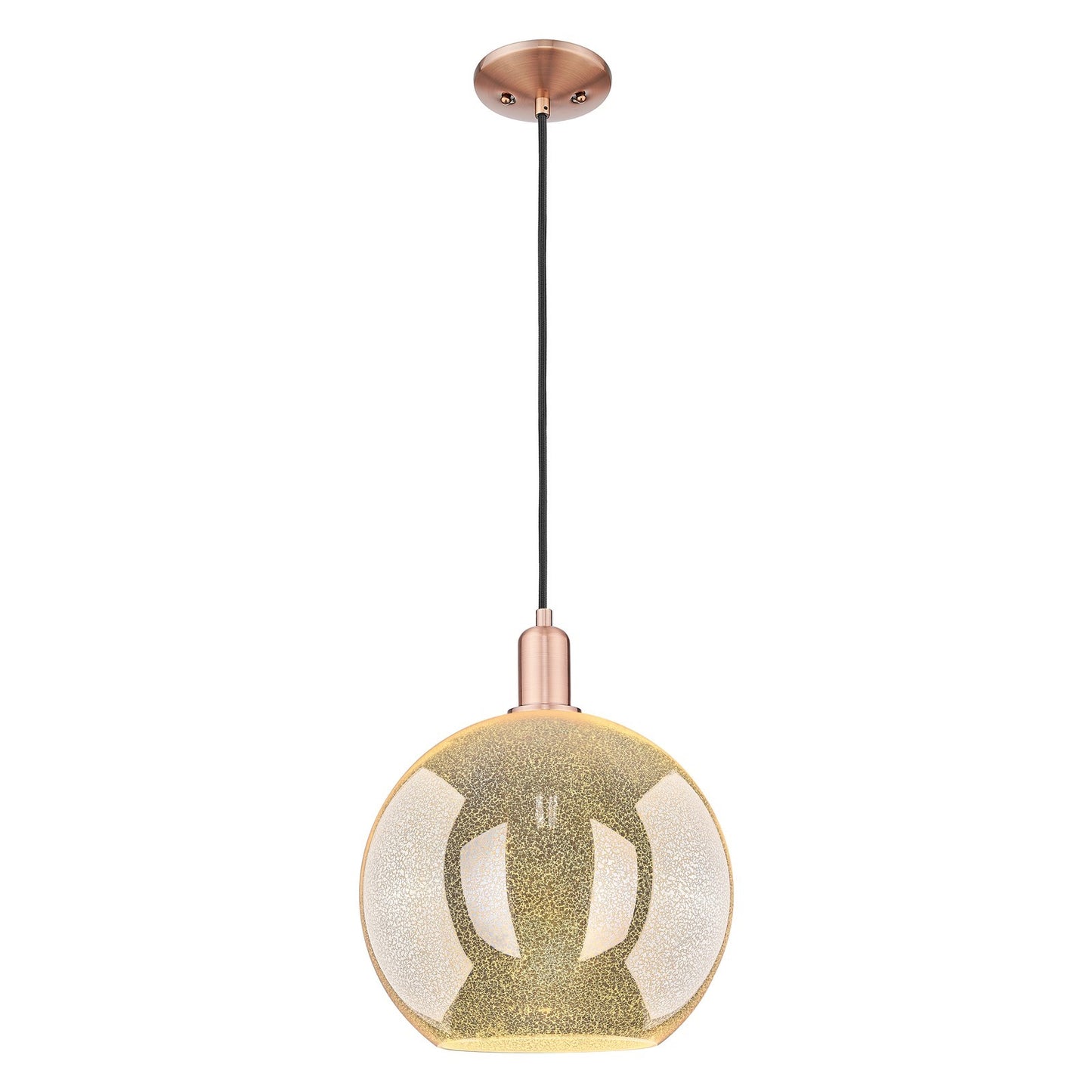 Innovations Athens 12in 1-Light Mini Pendant | Industrial Antique Copper Steel and Mercury Glass | Kitchen Island & Dining Room | Model 716-1P-AC-G128-12