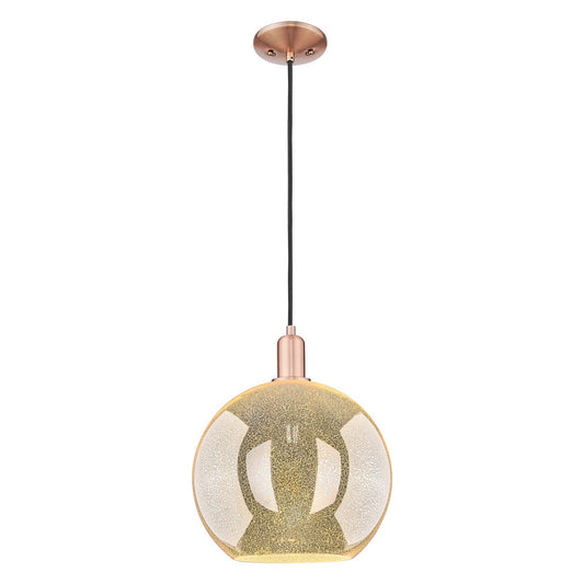 Innovations Athens 12in 1-Light Mini Pendant | Industrial Antique Copper Steel and Mercury Glass | Kitchen Island & Dining Room | Model 716-1P-AC-G128-12