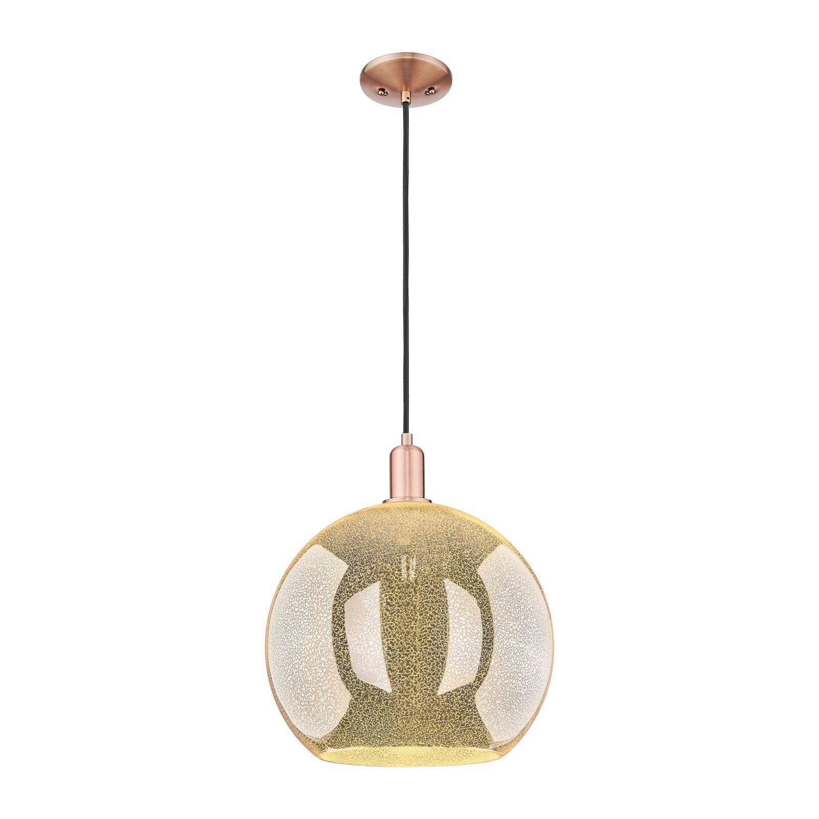 Innovations Athens 14in 1-Light Mini Pendant | Industrial Antique Copper and Mercury Glass | Kitchen Island & Dining Room | Model 716-1P-AC-G128-14