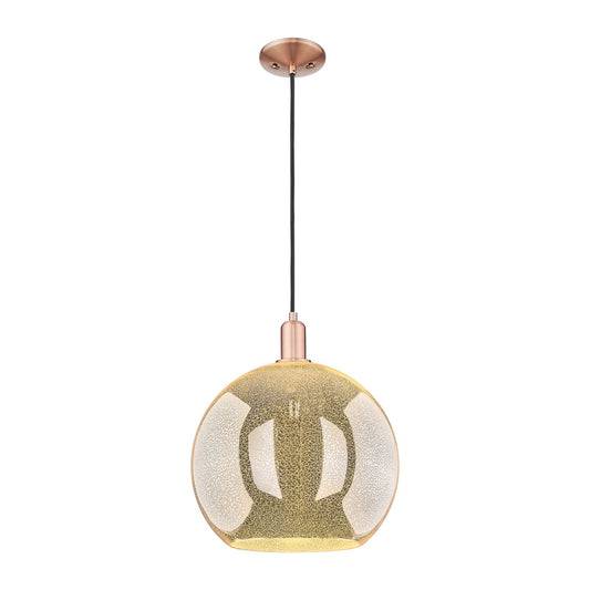 Innovations Athens 14in 1-Light Mini Pendant | Industrial Antique Copper and Mercury Glass | Kitchen Island & Dining Room | Model 716-1P-AC-G128-14