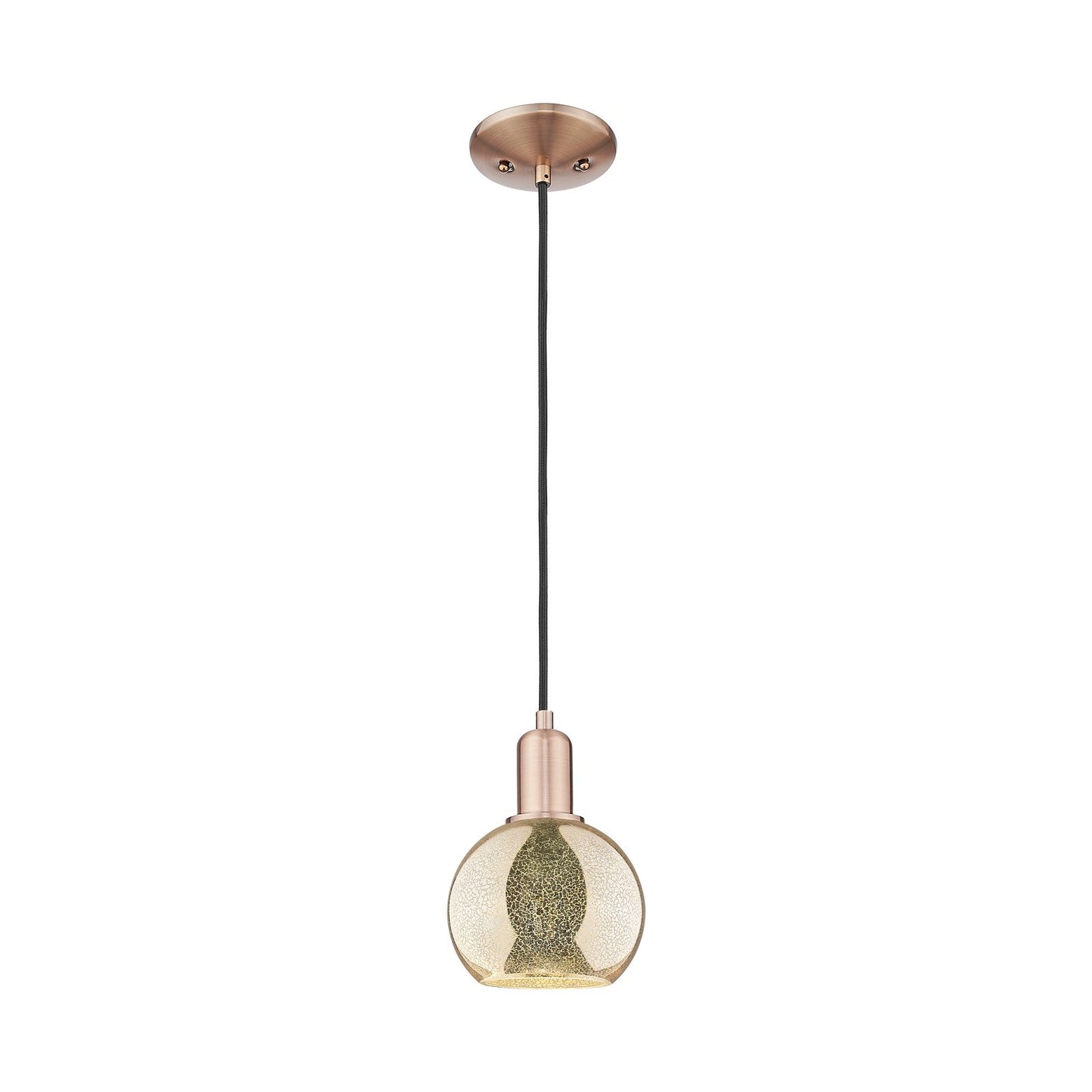 Innovations Athens 6in 1-Light Mini Pendant | Industrial Antique Copper Steel and Mercury Glass | Kitchen Island & Dining Room | Model 716-1P-AC-G128-6